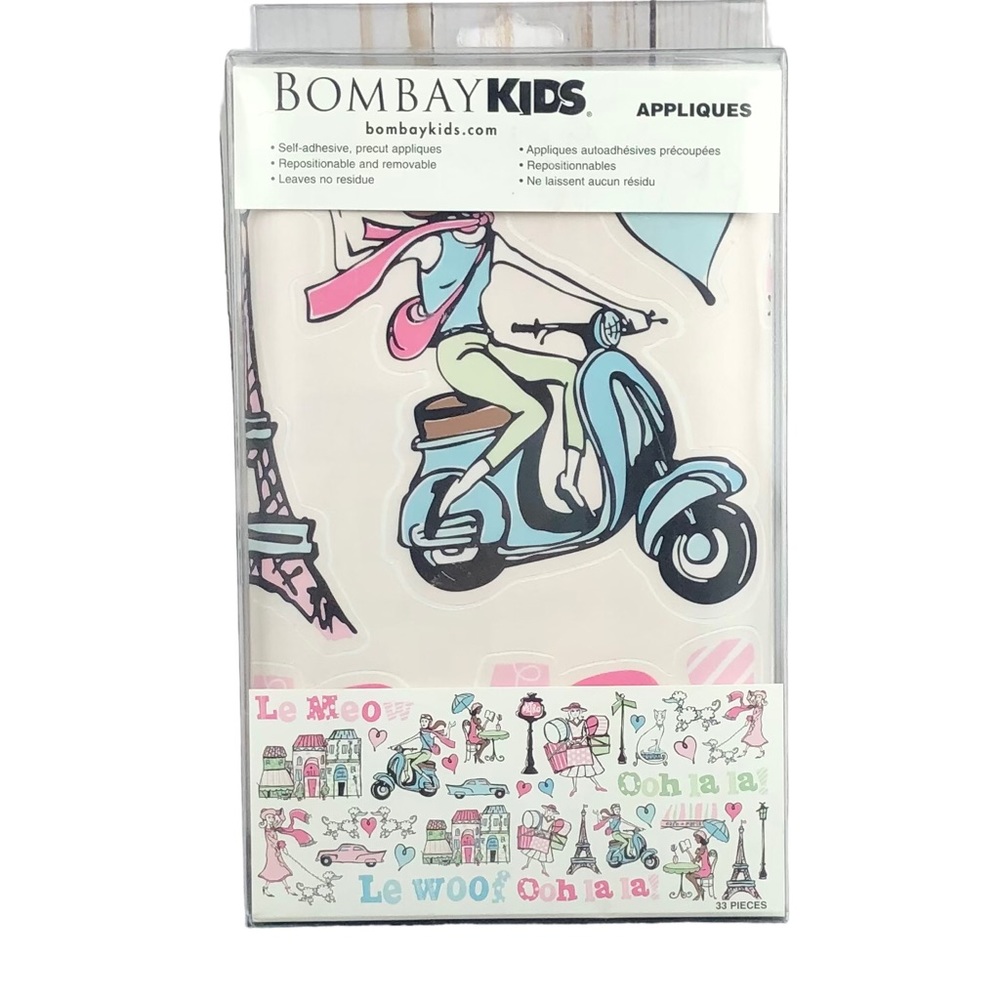 Bombay Kids Appliques Le Meow French Pink/Blue Wall Appliques  33 pieces NEW